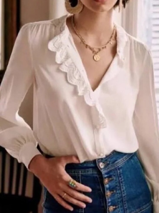 Sezane Tops - Sezane Chemise Chlo Silk Blouse NWT In Ecru Soft White